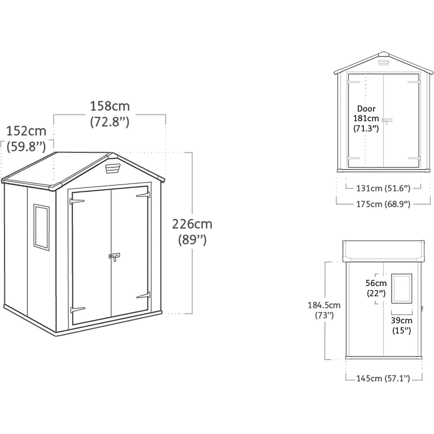KETER - Casetta da giardino grande grigio Manor 6x5 - h226x185x152 cm